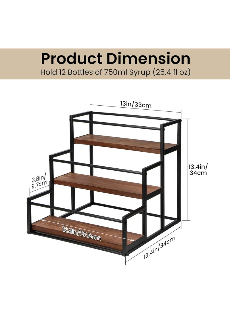 رف شراب القهوة بثلاث طبقات ل12 قنينة، حامل الشراب، رف تخزين لمحل القهوة والمطبخ - Image 5